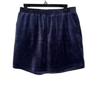 DREW Velour Waistband Skirt in Navy